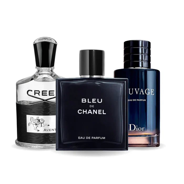 3er-Pack Parfums: Creed AVENTUS, BLEU DE CHANEL und Dior SAUVAGE (je 100 ml) 
