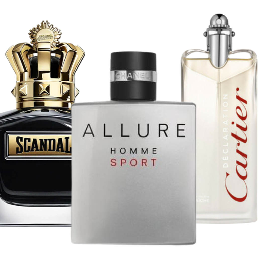Parfüm 3er-Pack: Allure Homme Sport, Jean Paul Gaultier Scandal, Cartier Declaration (Eau de Parfum)