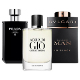 Packung mit 3 Düften: Bvlgari In Black, Giorgio Armani Acqua Di Gio, L'Homme Prada Intense (Eau de Parfum)