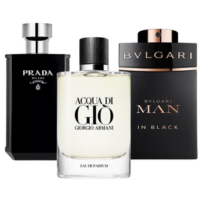 Packung mit 3 Düften: Bvlgari In Black, Giorgio Armani Acqua Di Gio, L'Homme Prada Intense (Eau de Parfum)